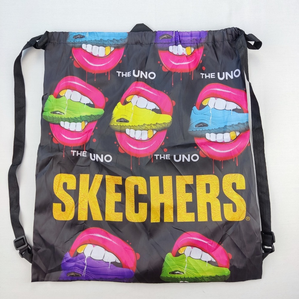 Skechers Cinch Bag Unisex OS Black The Uno Pop Art Graphic Drawstring Backpack